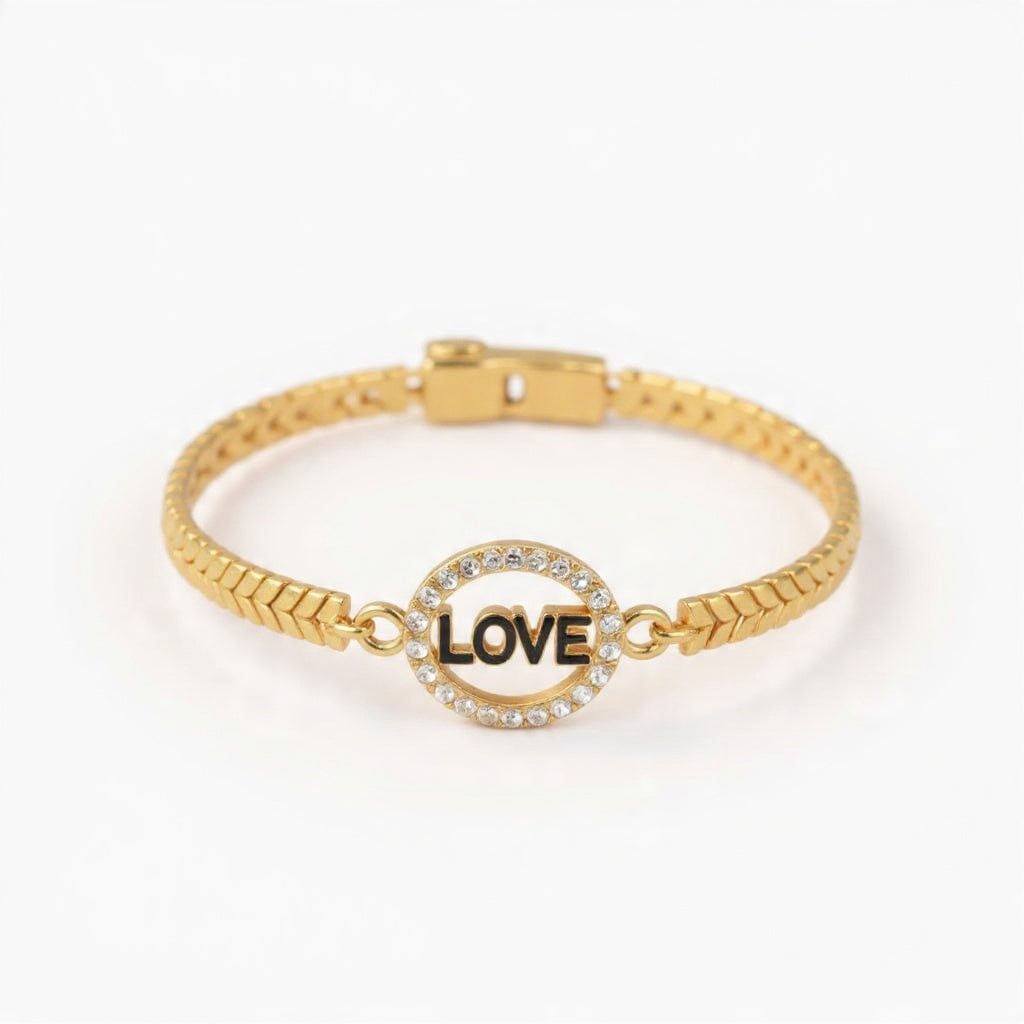Gold Alloy Love Zircon Bracelet in Gift Packing