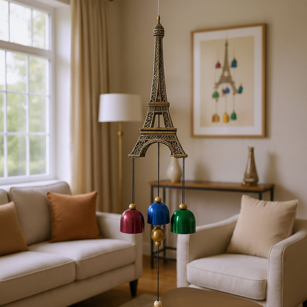 Paris Eiffel Tower Wind Chime With Colourful Bells