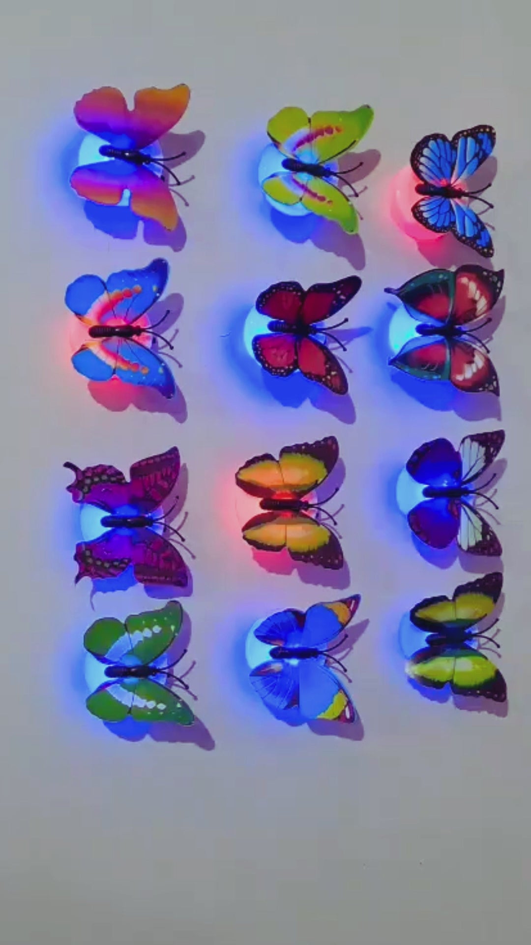 Pack of 4 Multicolour LED Butterflies for Kids Toys Cabinet