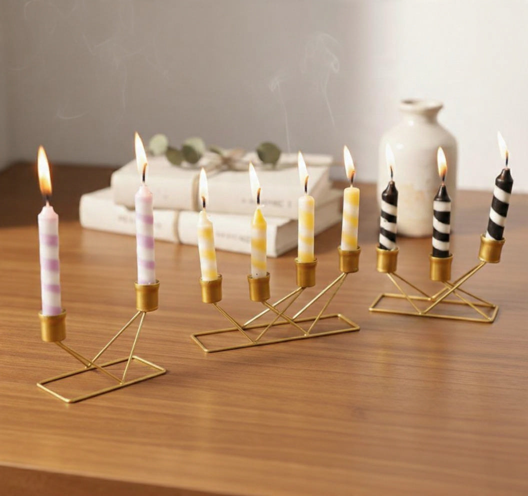 European Style Golden Candle Stands (3-Pcs Set)