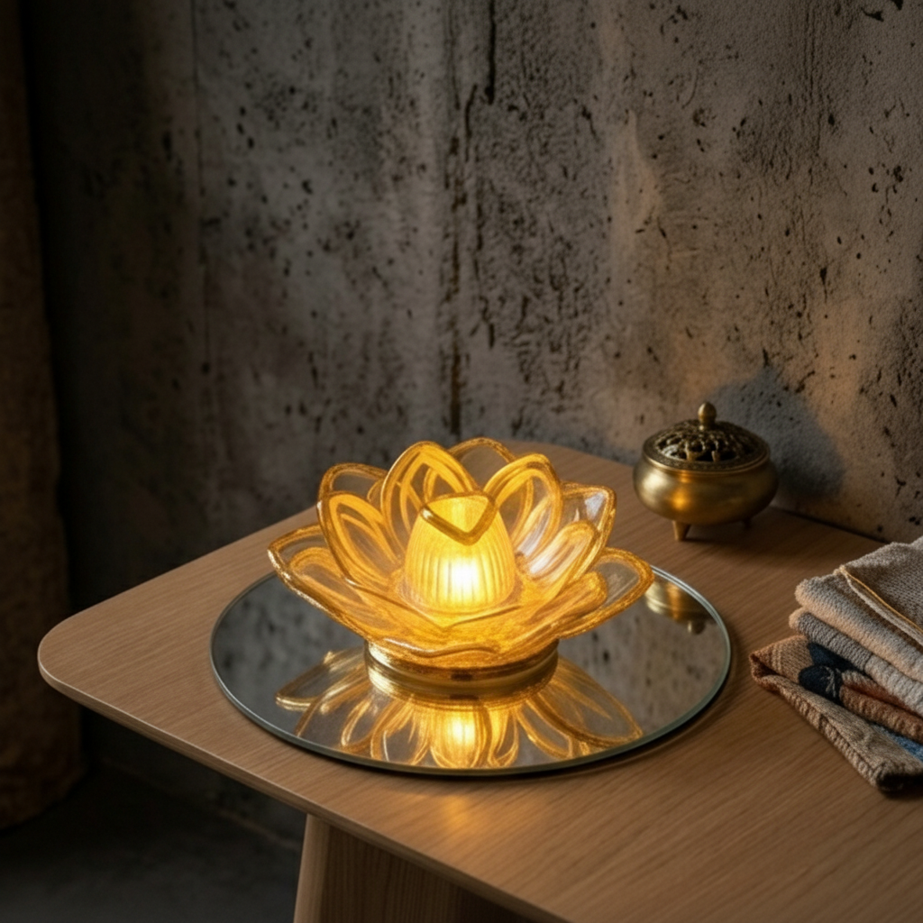 Lotus flower-shaped flameless LED light