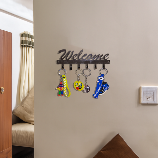 Wall Mounted WELCOME Key-Holder with 6 Hooks